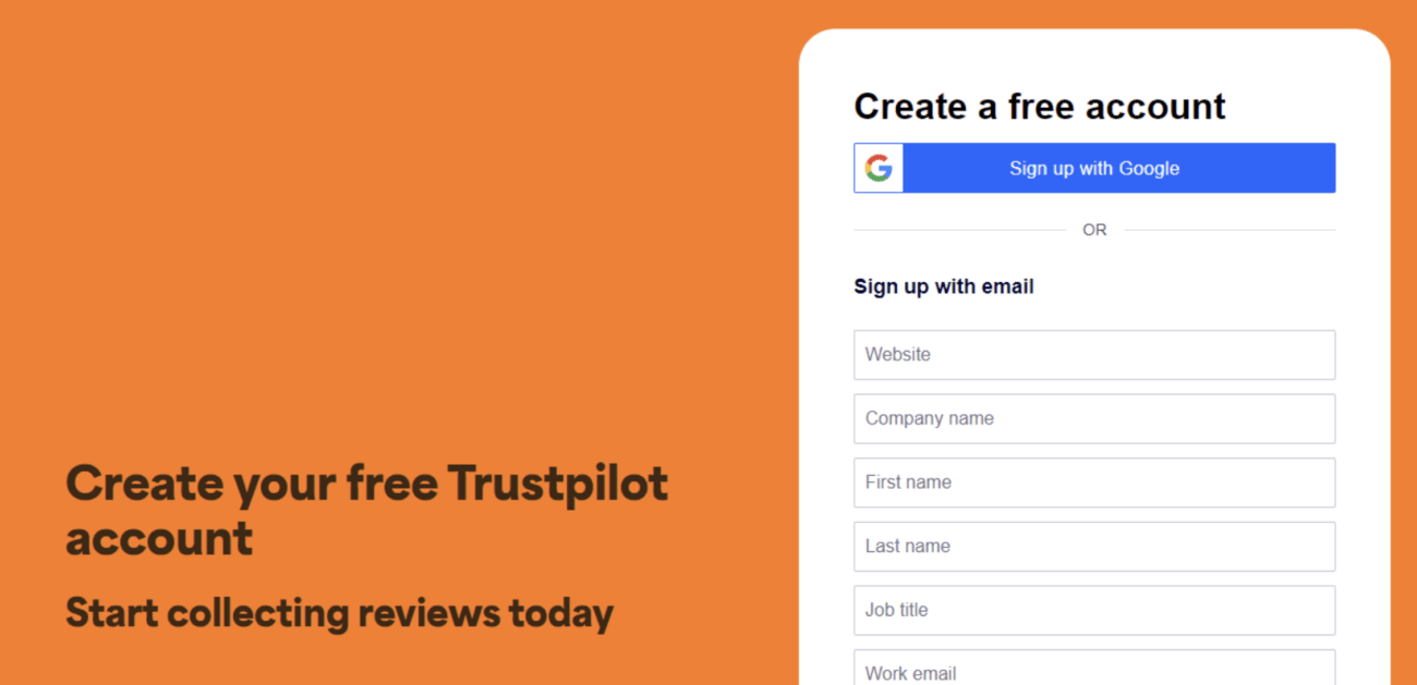 Trustpilot Registration Steps